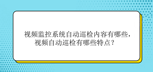 视频监控系统自动巡检内容有哪些,视频自动巡检有哪些特点?
